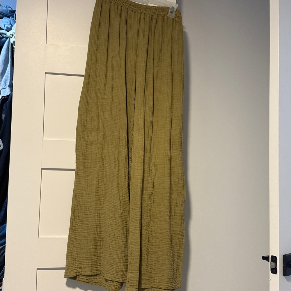 Olive Green Wide-Leg Pants
